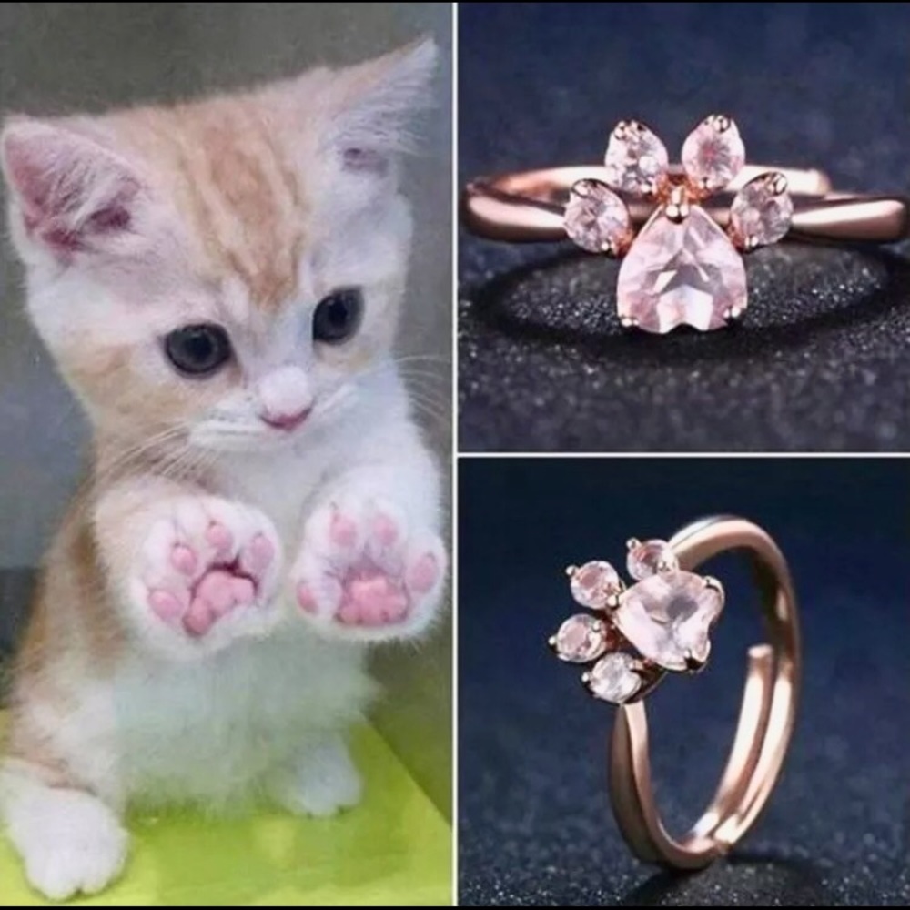 Super Cute Dog/Cat Paw Rose Gold Ring 🐾